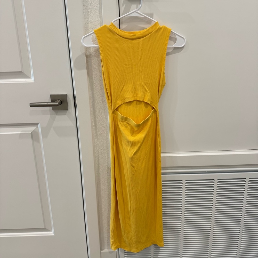 Worn Once: XS Marigold Yellow Sleeveless Midi Dress Cutout